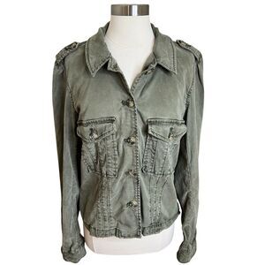 Paige Utility Pacey Jacket Womens XL Vintage Ivy Green Twill Lyocell Stretch